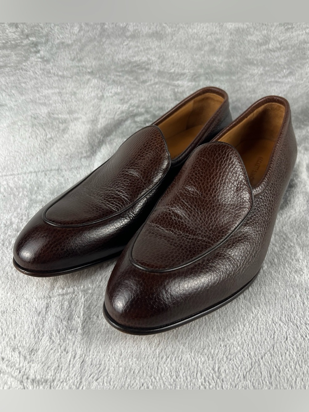 Beckett Simonon Vincent Mens Size 11 Belgian Loafer Brown Pebbled Leather Dress